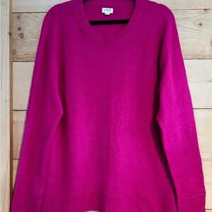NWOT J. Crew Women's Hot Pink Soft Crew Neck Pullover Sweater XL